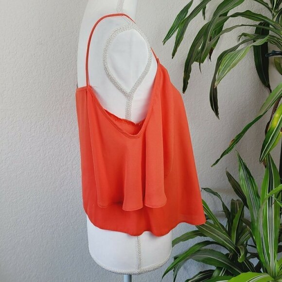ASOS Women's Cold Shoulder Camisole Blouse Orange Bright Sz 4 Business Casual - Picture 3 of 9